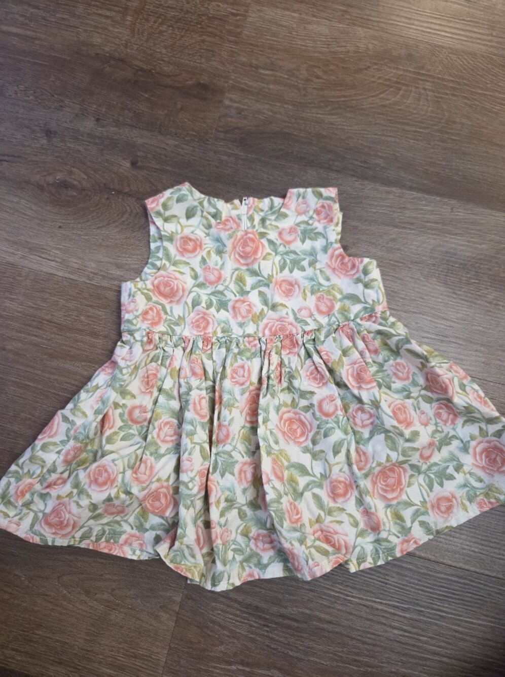 Vintage Hand Made Pink Floral Pinafore Sleeveless Dress Baby Girl size 6 month